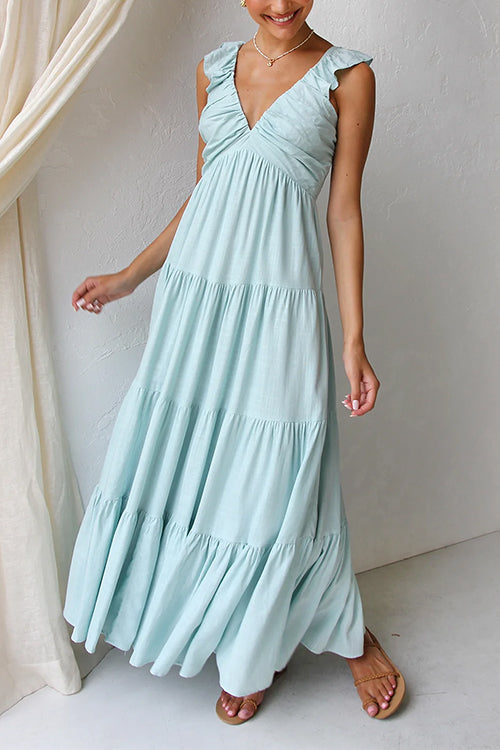 Juliet - V-neck maxi dress with ruffle   Juliet ™ |V-neck Ruffle Maxi Dress