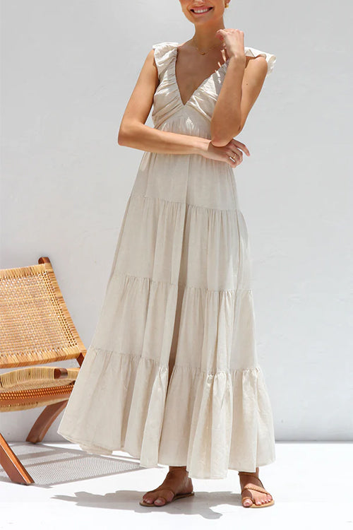 Juliet - V-neck maxi dress with ruffle