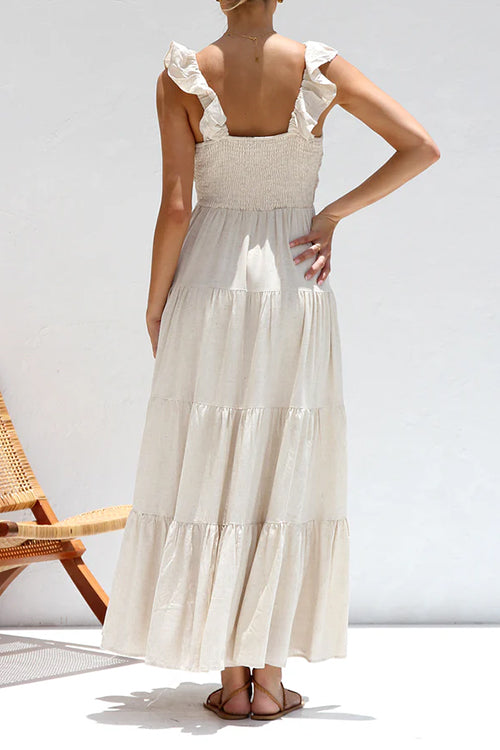 Juliet - V-neck maxi dress with ruffle   Juliet ™ |V-neck Ruffle Maxi Dress