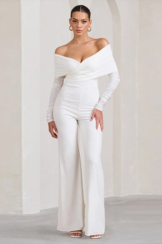 Arlena™ | Off Shoulder Ruched Wide-Leg Jumpsuit