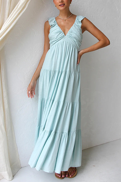 Juliet - V-neck maxi dress with ruffle   Juliet ™ |V-neck Ruffle Maxi Dress