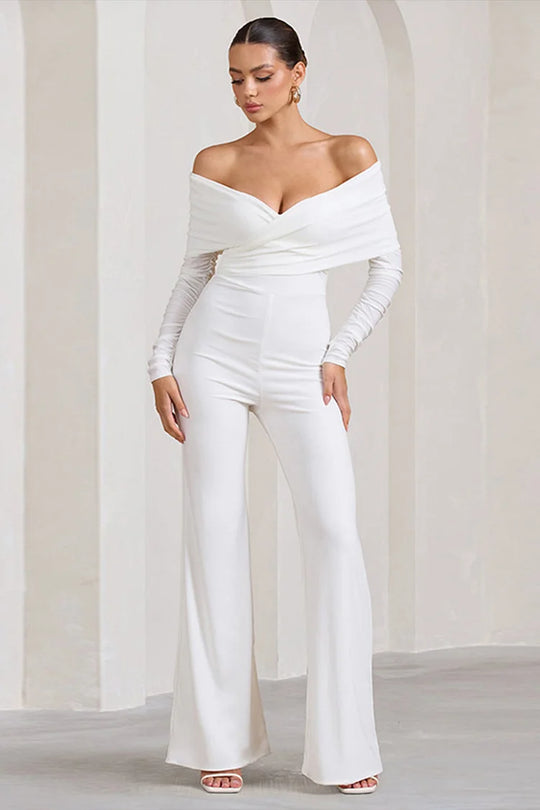 Arlena™ | Off Shoulder Ruched Wide-Leg Jumpsuit