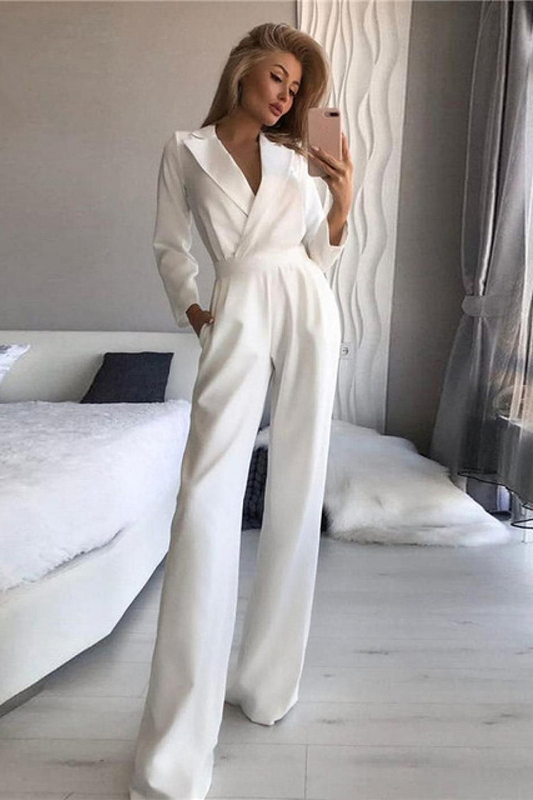 Lily™ | Chic V-Neck Long Sleeve Jumpsuit