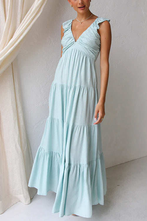 Juliet - V-neck maxi dress with ruffle   Juliet ™ |V-neck Ruffle Maxi Dress