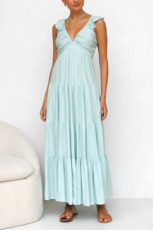 Juliet - V-neck maxi dress with ruffle