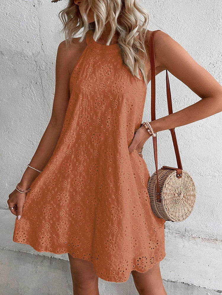 Jessy™ - Eyelet Halter Mini Dress