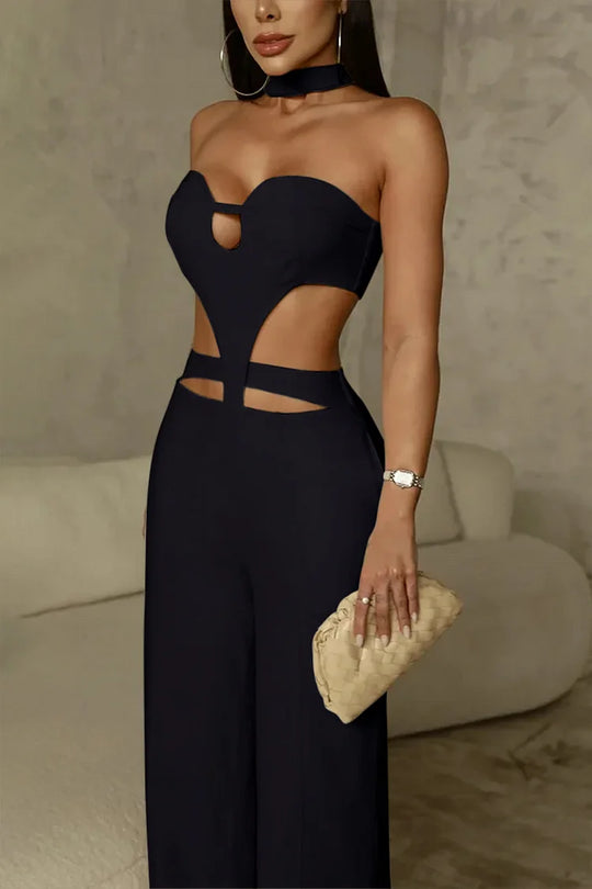 Jolene™ | Sleeveless Cutout Wide Leg Jumpsuit