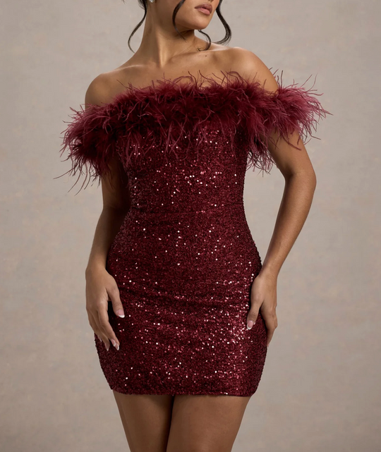 Velyndra™ | Off-Shoulder Fur Shimmer Mini Dress