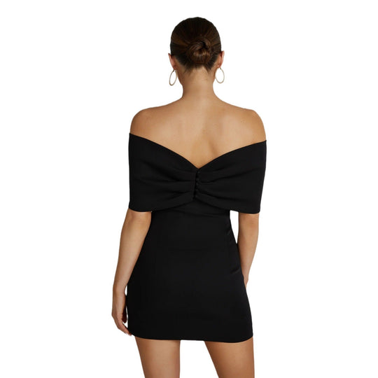 Anselie™ | Off-Shoulder Solid Over-Fold Mini Dress