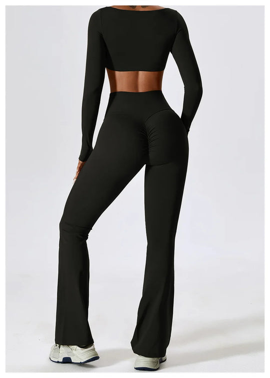 Lottie Long Sleeve Top Flare Leggings Set