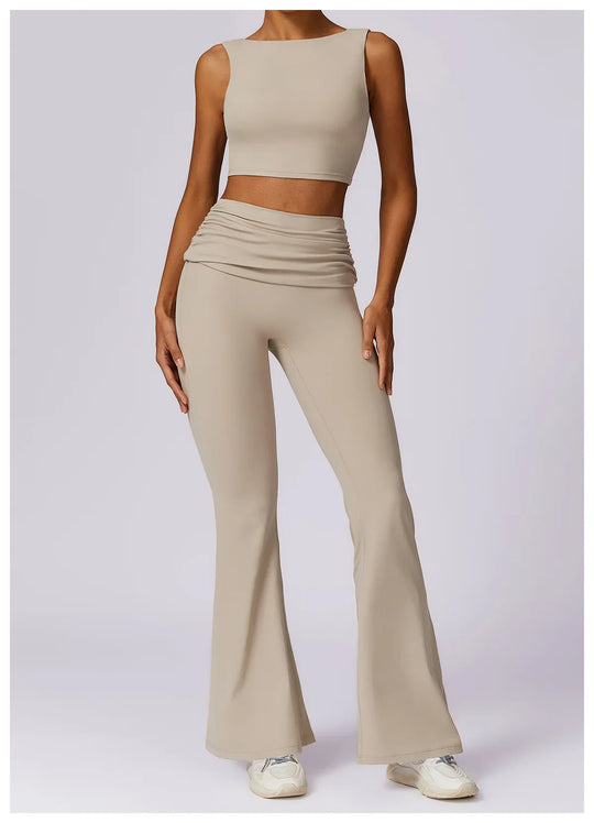 Catherine Flare Leggings Crop Top Set