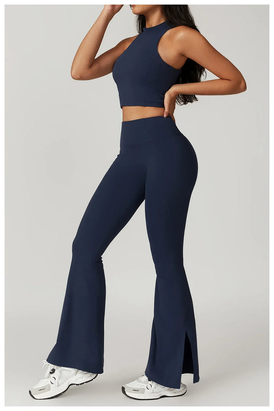 Emilia Flare Leggings Crop Top Set