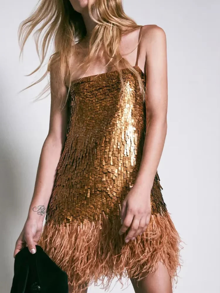 Alma | Bronze Sparkle Dress