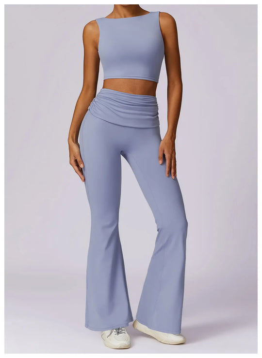 Catherine Flare Leggings Crop Top Set