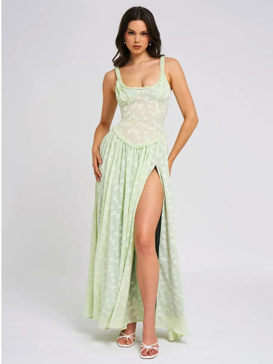 Indira™ | Elegant Sleeveless Lace Maxi Dress