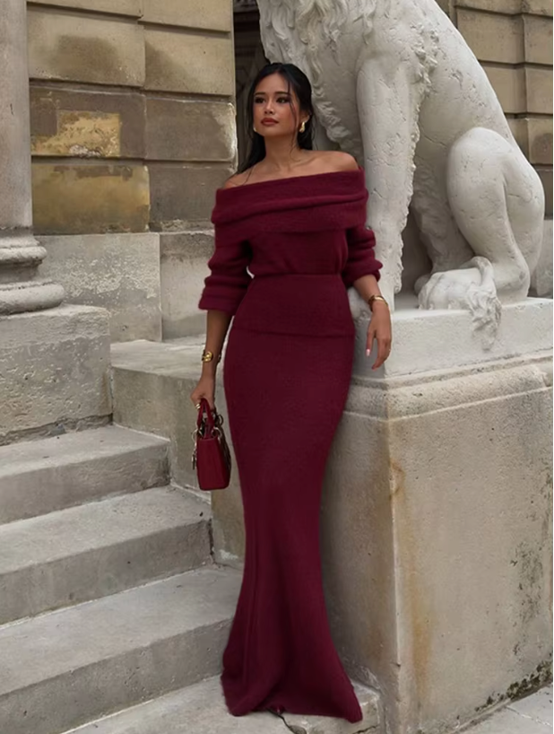 Amelie | Classy Burgundy Dress