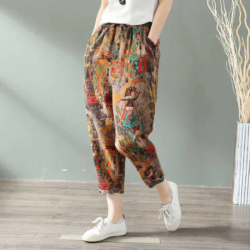 Ariana - Geometric High-Waist Harem Pants