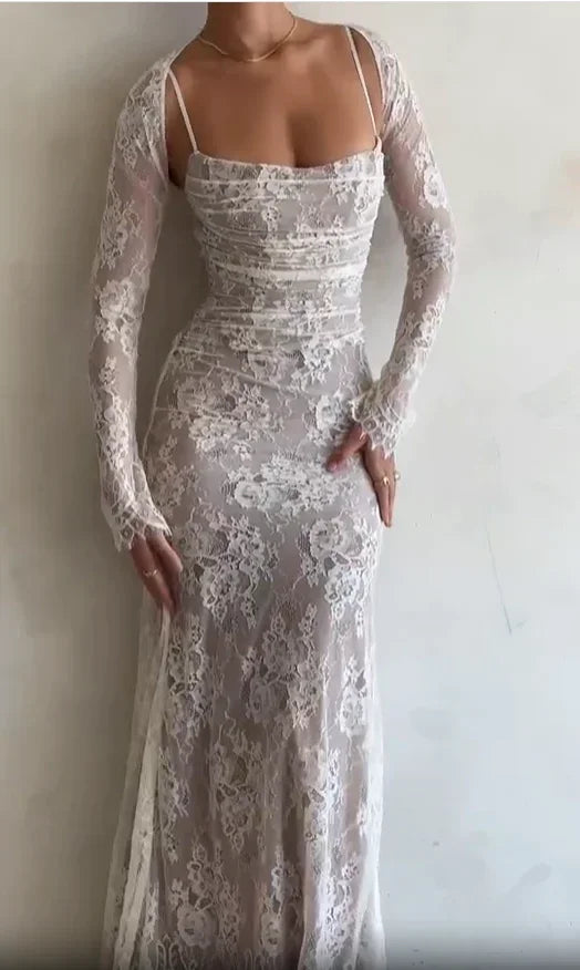 Noelia™ | Elegant Lace Sexy Midi Party Dress