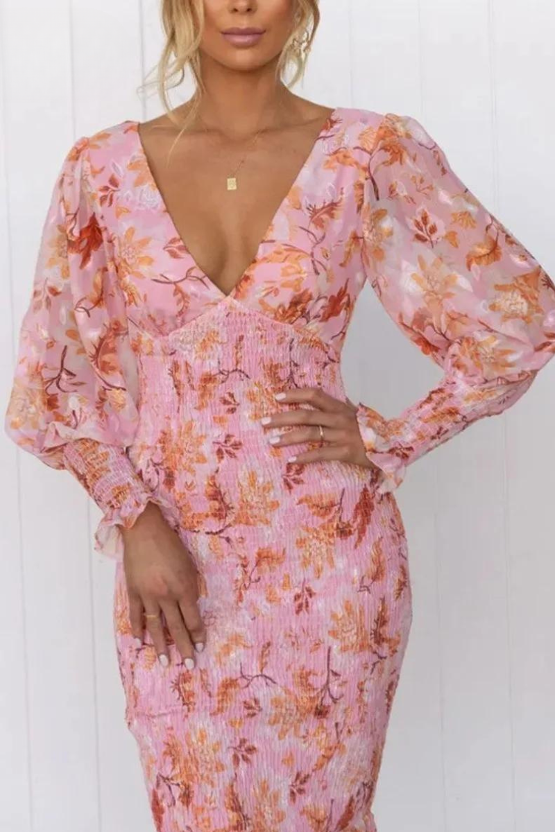 Megan™ | Floral Print Midi Dress