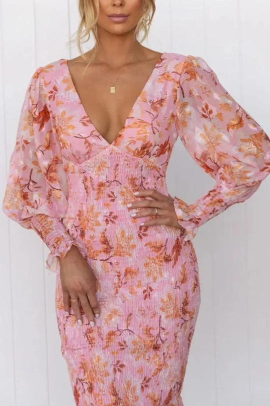 Megan™ | Floral Print Midi Dress