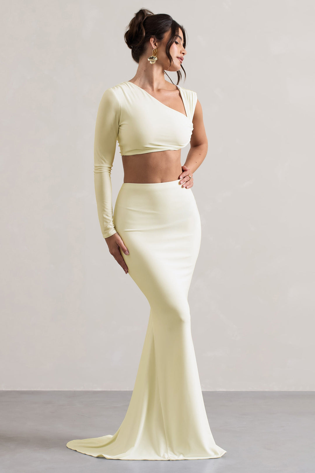 Neomie™ | Cream Fishtail Maxi Skirt