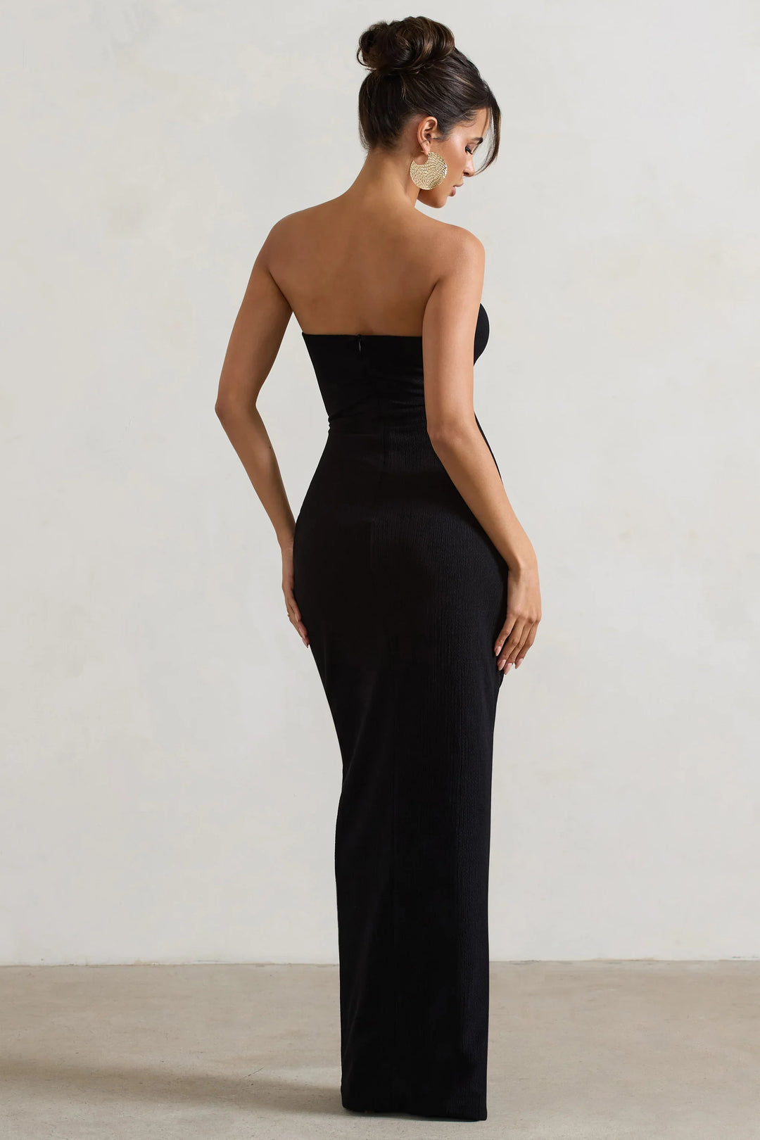 Cancun | Ecru Crinkle Strapless Cut-Out Maxi Dress With Twist