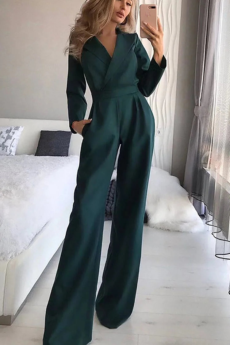 Lily™ | Chic V-Neck Long Sleeve Jumpsuit