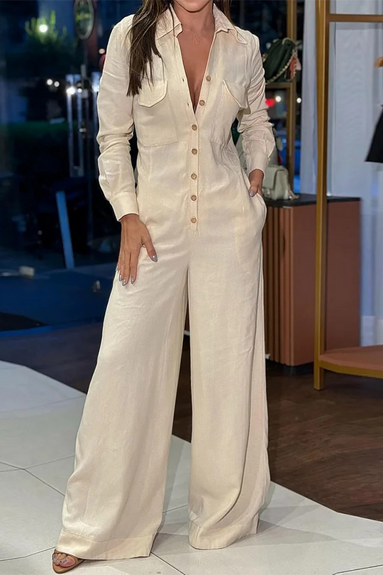 Ivy™ | Stylish Long Sleeve Wide-Leg Jumpsuit