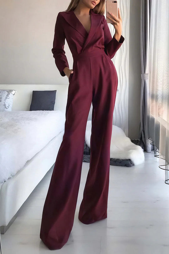 Lily™ | Chic V-Neck Long Sleeve Jumpsuit