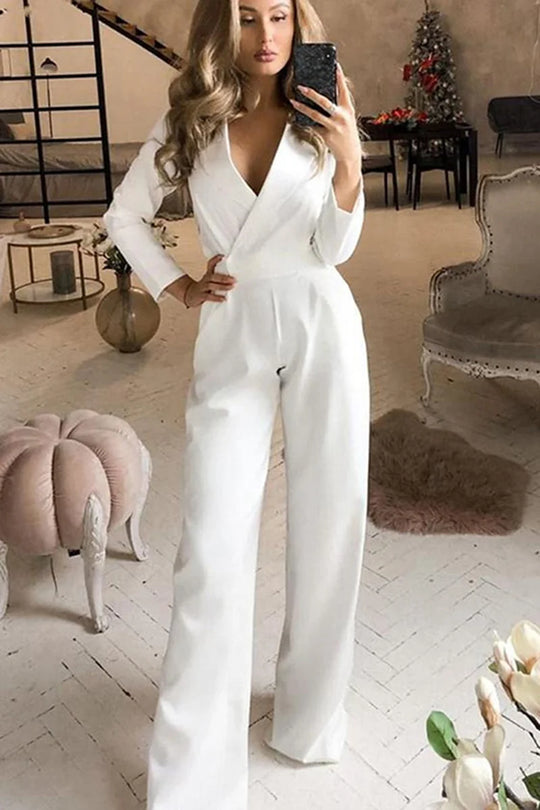 Lily™ | Chic V-Neck Long Sleeve Jumpsuit