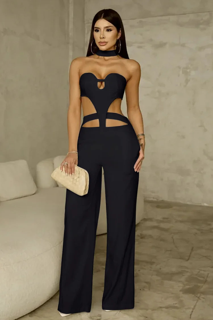 Jolene™ | Sleeveless Cutout Wide Leg Jumpsuit