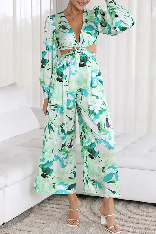 Rosalind™ | Floral Cutout Wide-Leg Jumpsuit