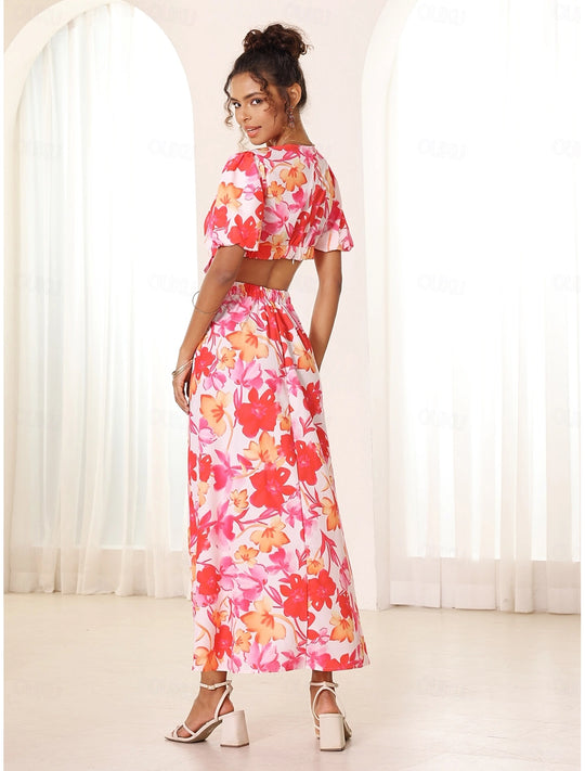 Azalea™ | Floral Puff Sleeve Summer Midi Dress