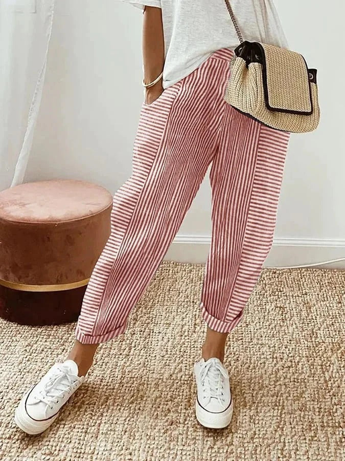 Judith - Striped Cotton Pants