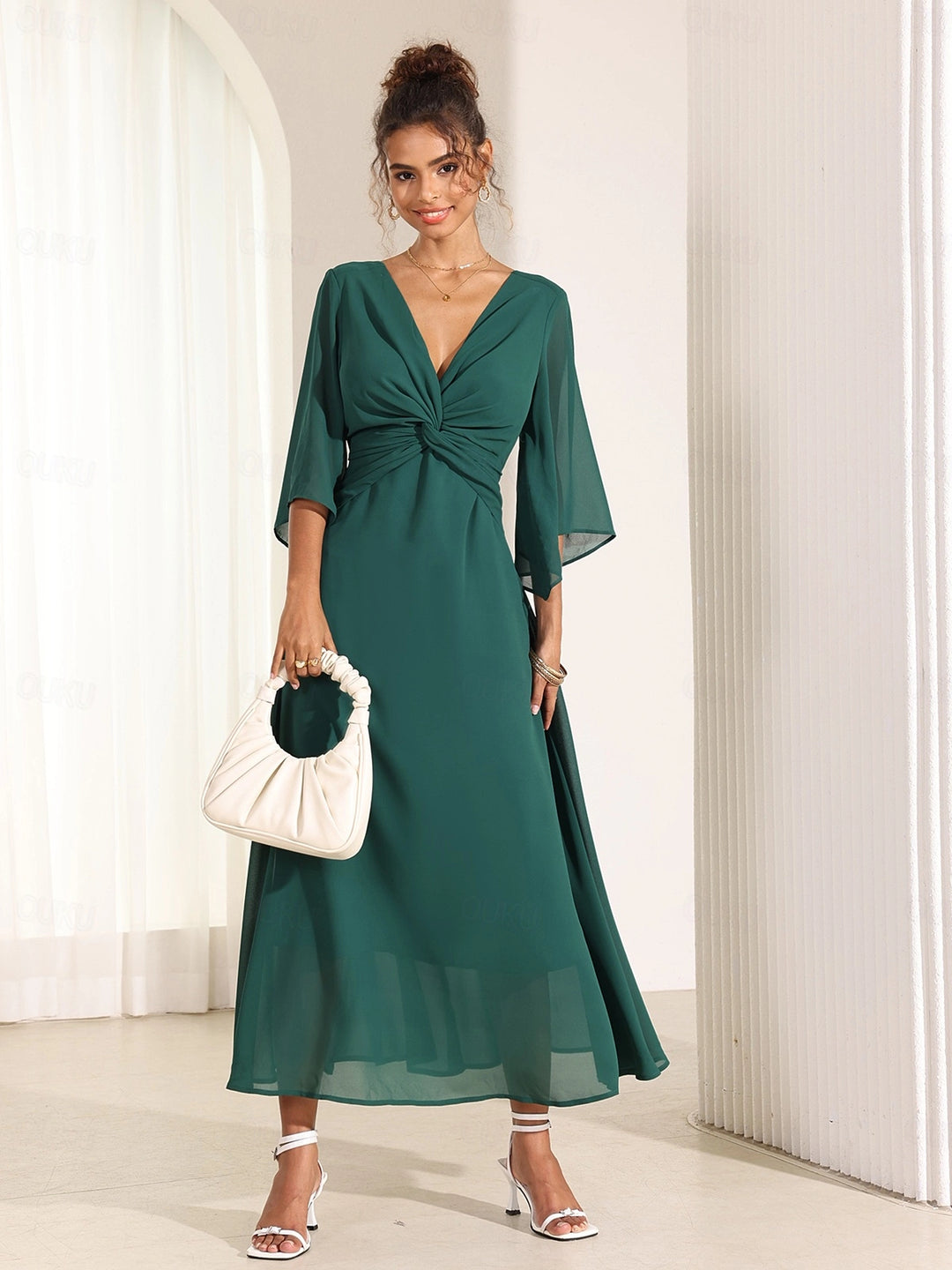 Elysiane™ | Elegant Chiffon Ruffle Maxi Dress